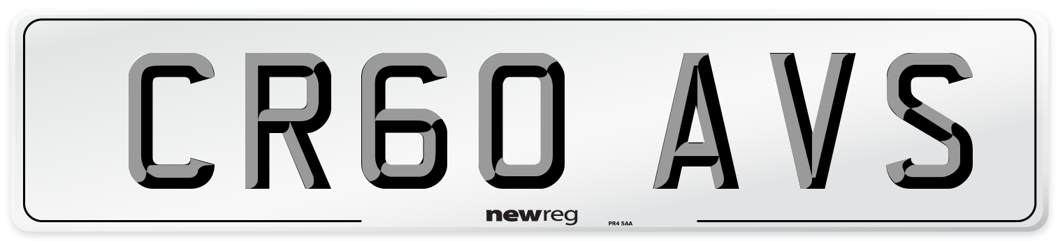 CR60 AVS Number Plate from New Reg